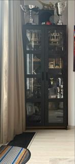 Zwarte Kast met Glazen Deuren, Antiek en Kunst, Antiek | Meubels | Kasten, Ophalen of Verzenden