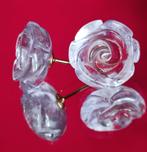 Gouden oorstekers met geslepen kunzieten 23,12kt, Ophalen of Verzenden, Zo goed als nieuw, Knopjes of Stekers, Goud