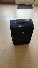 Blauwe stevige stoffen koffer, Sieraden, Tassen en Uiterlijk, Koffers, Overige materialen, Gebruikt, Minder dan 35 cm, Wieltjes
