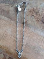 Mooie ketting met steentjes + clip oorbellen, Ophalen of Verzenden, Nieuw, Zilver, Overige materialen
