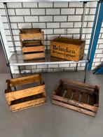 4 vintage houten kratjes / Heineken - Verwey etc, Ophalen, Minder dan 50 cm, Xx, Xx