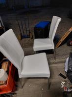 Wit leren eetkamerstoel 4x, Huis en Inrichting, Stoelen, Ophalen, Zo goed als nieuw, Wit, Vier