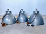 set van 3 hanglampen industrieel metaal met ketting, Huis en Inrichting, Lampen | Hanglampen, Gebruikt, -, -, Ophalen of Verzenden