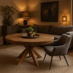 Teak ronde tafel 120 of 130 cm | Livingfurn | NIEUW | 339,-, Ophalen, Nieuw, Vijf personen of meer, 100 tot 150 cm
