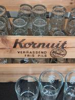 kornuit bier glazen in houten kist, Ophalen of Verzenden, Nieuw, Glas of Glazen, Overige merken