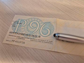 1996 kenteken bewijs met aanhangsel eigenaar izgst porto2,75 beschikbaar voor biedingen