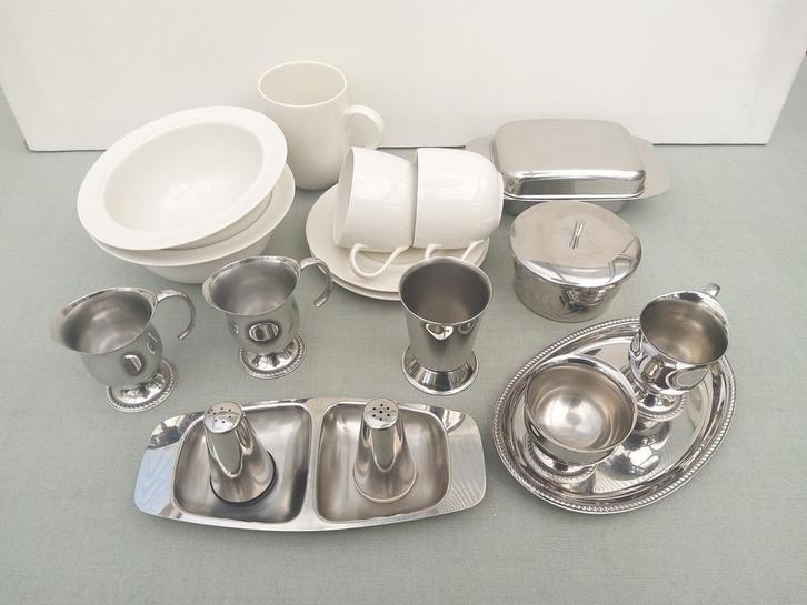 Alessi - Roomstel - Botervloot - Papschaaltjes  etc., Antiek en Kunst, Antiek | Servies los, Ophalen of Verzenden