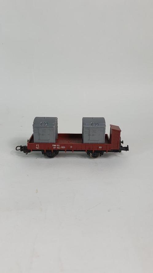 Lima 660513 H0 platte wagon met 2 containers. S29, Hobby en Vrije tijd, Modeltreinen | H0, Gebruikt, Wagon, Gelijkstroom, Lima