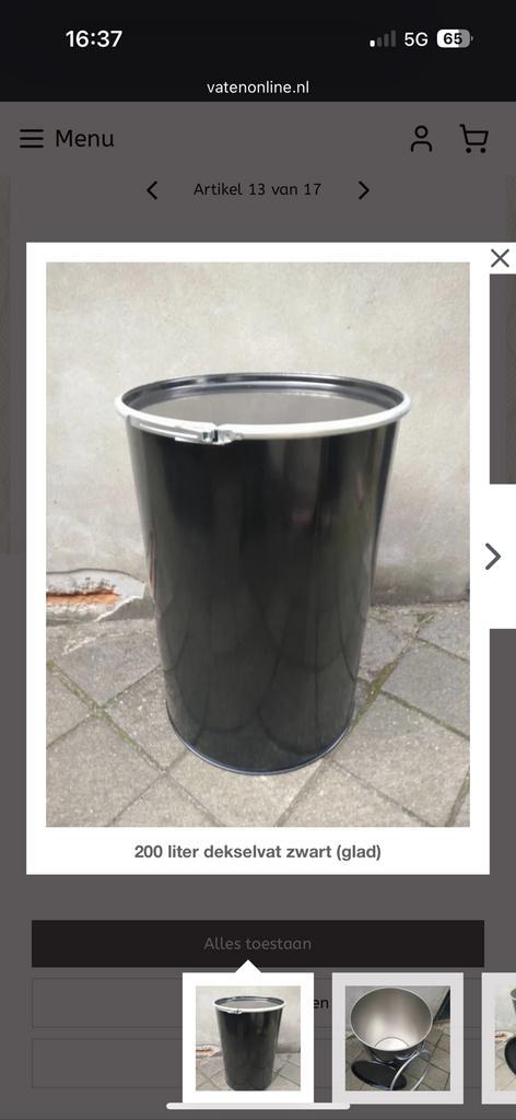 Veelzijdige zwarte dekselvaten 200 liter. Opslag. Vuurton, Huis en Inrichting, Woonaccessoires | Prullenbakken, Zo goed als nieuw