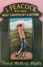 ❤️ prachtig massief antiek houten 3D paneel met golfer, Ophalen