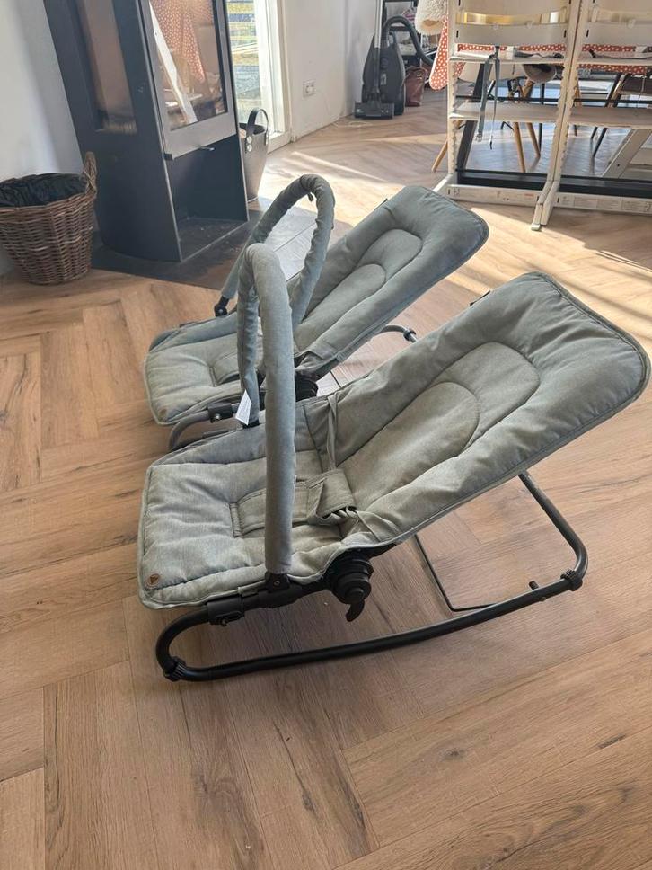 2x Topmark Wipstoeltjes groen/grijs (tweeling), Kinderen en Baby's, Wipstoeltjes, Gebruikt, Wipstoel, Topmark, Met gordel(s) of riempje(s)