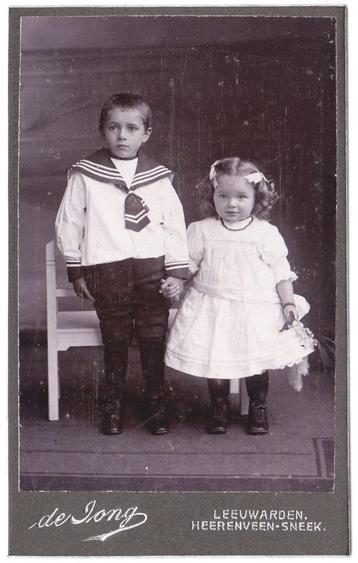 CDV Kinderen Matrozenpakje Witte Jurk Kind Bank Foto De Jong beschikbaar voor biedingen