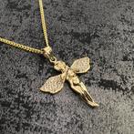 14k gouden ketting met engel hanger, Ophalen of Verzenden, Nieuw, Goud