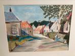 Origineel kunstwerk ‘straatje met huisjes’, Huis en Inrichting, Minder dan 50 cm, Gebruikt, Tekening, Ophalen of Verzenden