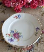 Set van 4 oude brocante bordjes,bloemboeket,Chodziez Poland, Ophalen of Verzenden