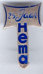 25 jaar HEMA blauw email op zilverkl broche ( F_269 ), Verzamelen, Speldjes, Pins en Buttons, Verzenden, Zo goed als nieuw, Merk