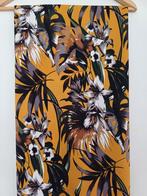 Lap stof oker geel bloemen nieuw stretch, 120 cm of meer, Geel, Nieuw, Ophalen of Verzenden