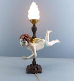 Engel tafellamp porselein sfeerlamp vintage lamp vliegende, Ophalen, Gebruikt, Glas, 50 tot 75 cm