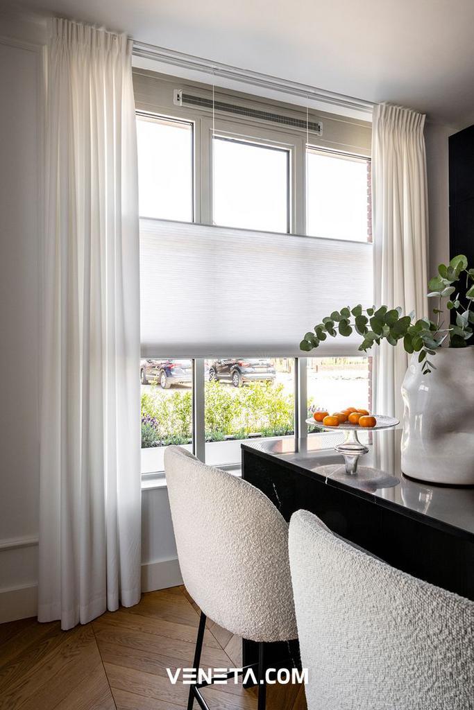 DUMPPRIJS ! VENETA plisse  gordijnen – 4 stuks voor €75,00, Huis en Inrichting, Stoffering | Gordijnen en Lamellen, Wit, Ophalen