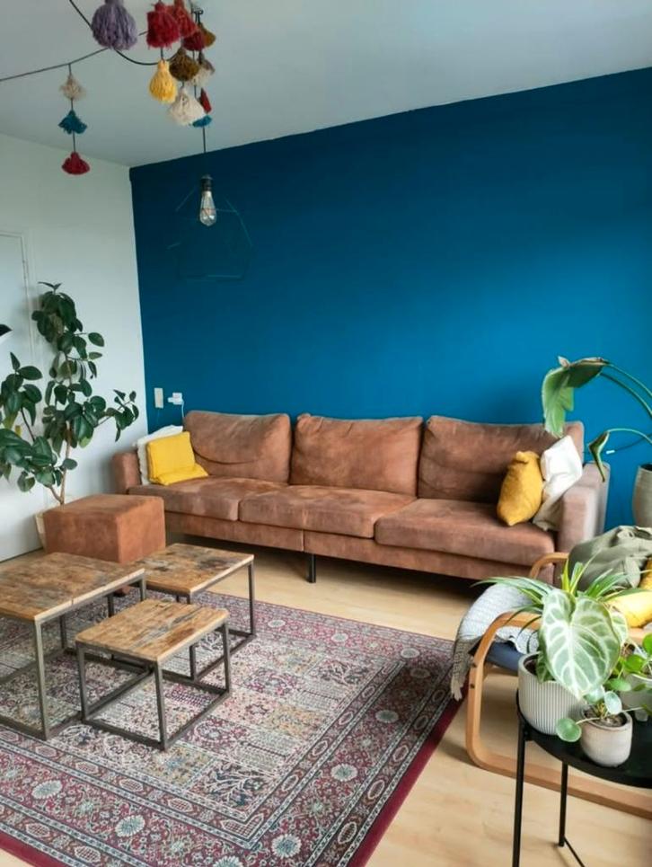 3,5 zits cognac bank collin, Huis en Inrichting, Banken | Bankstellen, Gebruikt, Rechte bank, Driepersoons, 250 tot 300 cm, 75 tot 100 cm