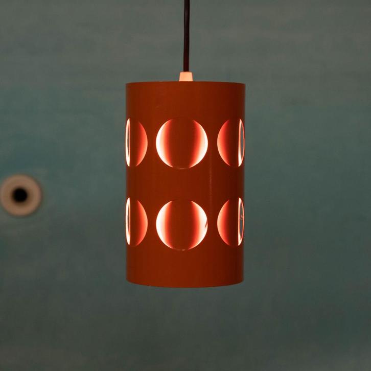 Space age 70s hanglamp orange vintage pendant, Huis en Inrichting, Lampen | Hanglampen, Gebruikt, Metaal, Ophalen of Verzenden