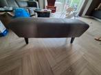 Leren Hocker / Voetenbank, Ophalen, Gebruikt, Bruin, Hout