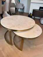 2x ronde marmeren bij zet tafels!, Huis en Inrichting, Tafels | Bijzettafels, Ophalen, Zo goed als nieuw, Rond, Minder dan 55 cm