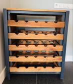 Houten en stalen wijnrek met 5 lades, Ophalen, Zo goed als nieuw, 25 flessen of meer, 75 cm of meer