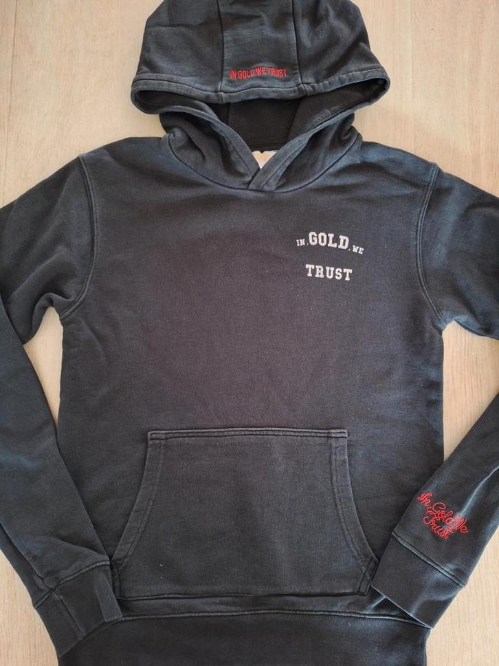 Mooie In Gold We Trust Hoodie Zwart - Maat 14 Jaar, Kinderen en Baby's, Kinderkleding | Maat 152, Gebruikt, Jongen of Meisje, Trui of Vest