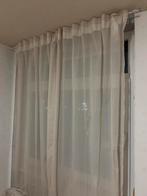Gordijn - Beige gestreept, 100 tot 150 cm, Wit, Ophalen of Verzenden, Zo goed als nieuw