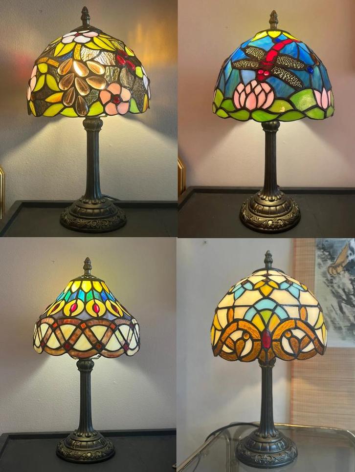 Uitzoeken ! Nu 89,- per stuk echte glas in lood tafellampen, Huis en Inrichting, Lampen | Tafellampen, Nieuw, Minder dan 50 cm