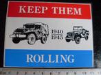 sticker keep them rolling leger truck jeep transport NL, Verzenden, Zo goed als nieuw, Bedrijf of Vereniging