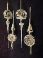 Vier oude glazen  kerstboom pieken met deuken, Diversen, Kerst, Ophalen of Verzenden, Zo goed als nieuw