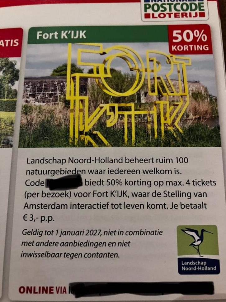 Fort kijk 50% korting, Tickets en Kaartjes, Kortingen en Cadeaubonnen, Eén persoon, Overige typen, Cadeaubon
