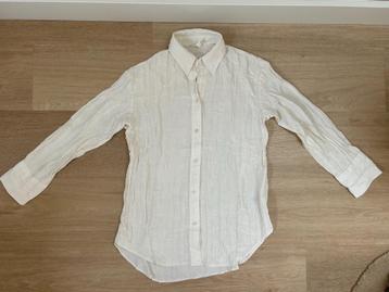 Gerimpelde blouse, ruime fit, créme / wit H&M, maat S beschikbaar voor biedingen