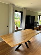 Eettafel | Boomstamtafel | Eiken | 240x100 cm | stalen poot, Huis en Inrichting, Tafels | Eettafels, Ophalen, 100 tot 150 cm, 200 cm of meer