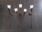 Set fakkel/wandlampen Kemner Italië., Huis en Inrichting, Lampen | Wandlampen, Ophalen of Verzenden, Zo goed als nieuw, Glas, Vintage