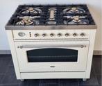 ☘️ Luxe Fornuis Boretti 90 cm creme + rvs 5 pits 1 oven, 60 cm of meer, 5 kookzones of meer, Vrijstaand, 90 tot 95 cm