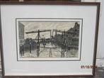 DORDRECHT, DAMIATENBRUG, mooie tekening/litho, Antiek en Kunst, Kunst | Tekeningen en Foto's, Ophalen of Verzenden