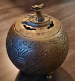 Bronzen wierookvat met mooie afbeeldingen en draak, Ophalen of Verzenden, Brons
