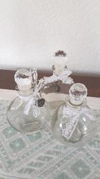 3 Romantische Sierflesjes, 2 platte en 1 bol, Overige kleuren, Ophalen of Verzenden, Minder dan 50 cm, Glas