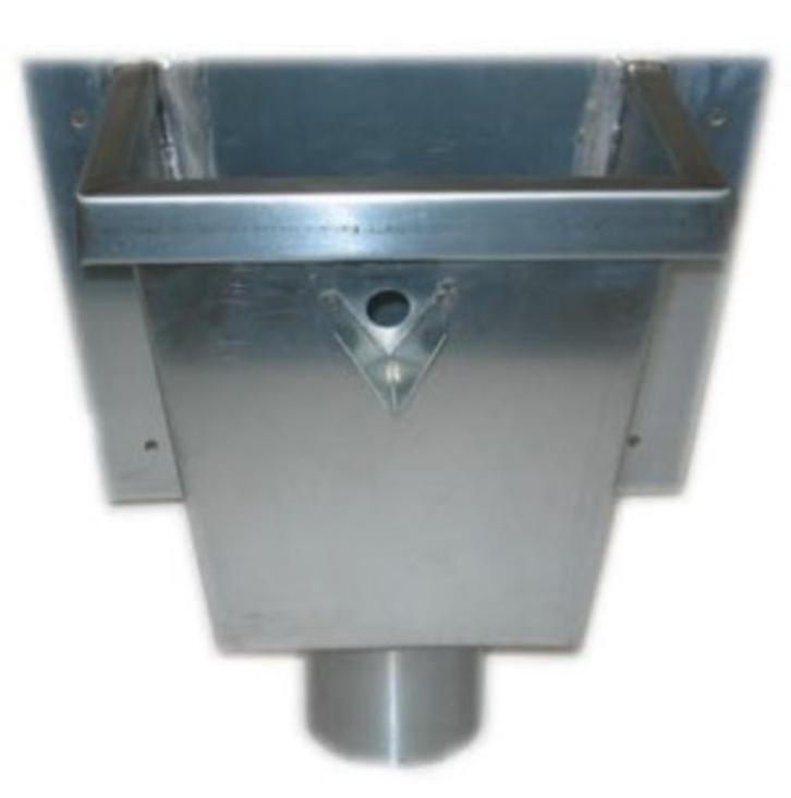 Zinken Vergaarbak Vierkant (Junior) 60, 70, 80mm, Doe-het-zelf en Verbouw, Buizen en Afvoer, Nieuw, Afvoer, Zink, Minder dan 2 meter