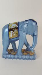 Vintage beeld blauwe olifant, hout geschilderd. S5, Antiek en Kunst, Ophalen of Verzenden