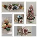 Brocante Bloemornamenten / 2x kandelaar / 1x vaasje, Ophalen of Verzenden