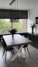 Moderne Eettafel met X-Poot, Huis en Inrichting, Tafels | Eettafels, Ophalen, 100 tot 150 cm, Zo goed als nieuw, Vier personen