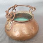 Antieke hangende ketel met open haard gehamerd koper, Ophalen of Verzenden, Koper