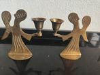 2 antieke koperen Engelen kandelaars voor kleine kaarsjes, Antiek en Kunst, Ophalen of Verzenden