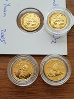 4x 1/20 oz panda, Goud, 1x1995, 2x2005 en 1x 2007, Goud, Ophalen of Verzenden