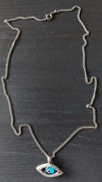 Ketting met alziend oog hanger zilver, Ophalen of Verzenden, Gebruikt, Zilver, Zilver