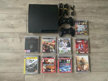 Playstation 3 Slim met 2 Controllers - Kabels & Spellen PS3 beschikbaar voor biedingen